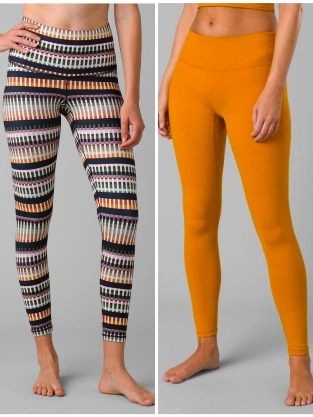 Prana Mixed-Print & Mustard High-Rise Leggings